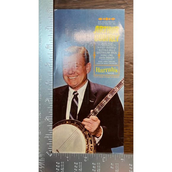 1963 Authur Godfrey at Harrahs Lake Tahoe Casino Hotel Vintage Postcard Handbill - Picture 3 of 4